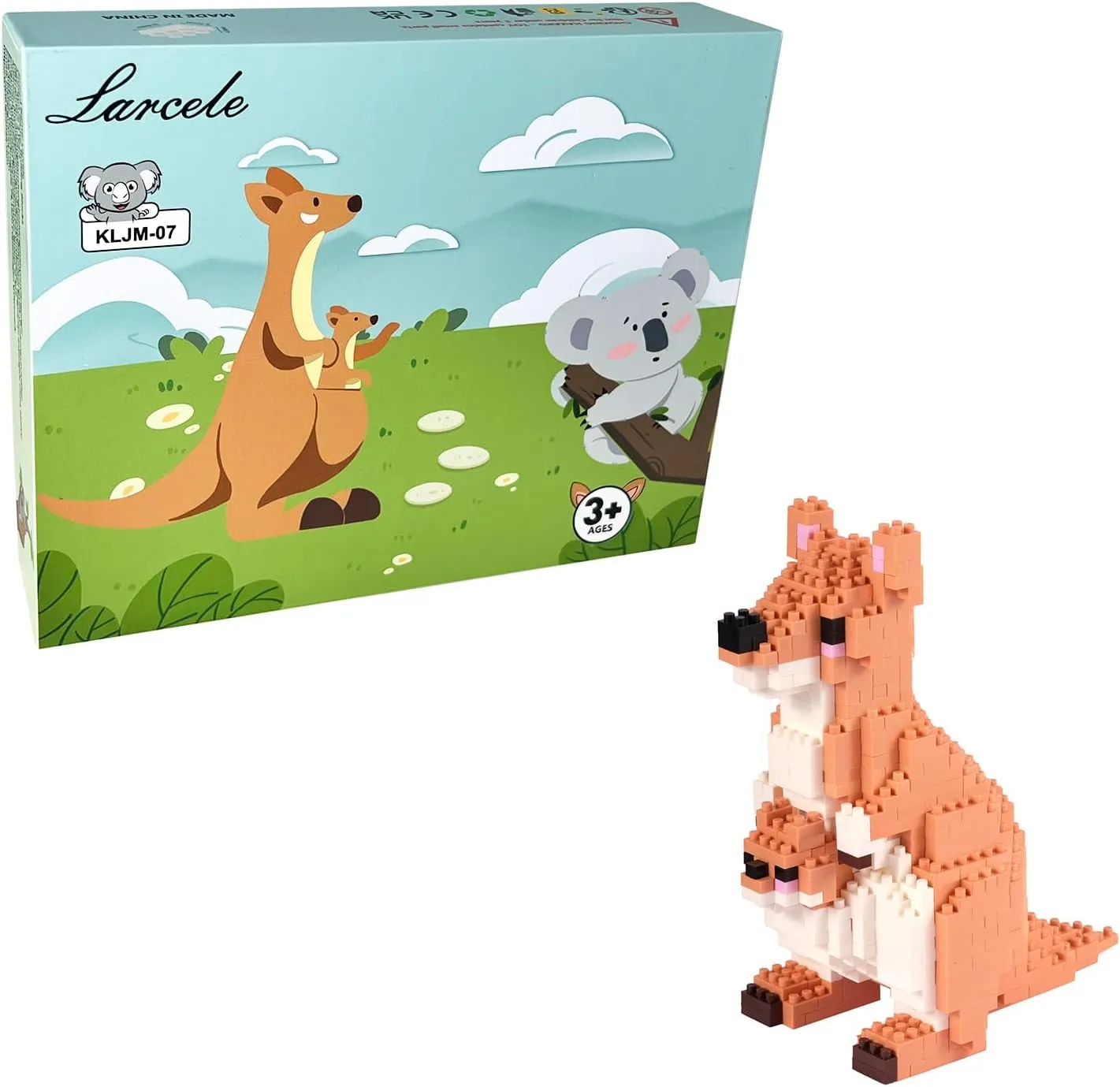 Larcele Animal Series Micro Building Blocks Animal Set, DIY Mini 3D Building Toy Bricks,899 Pieces KLJM-07 (Kangaroo)
