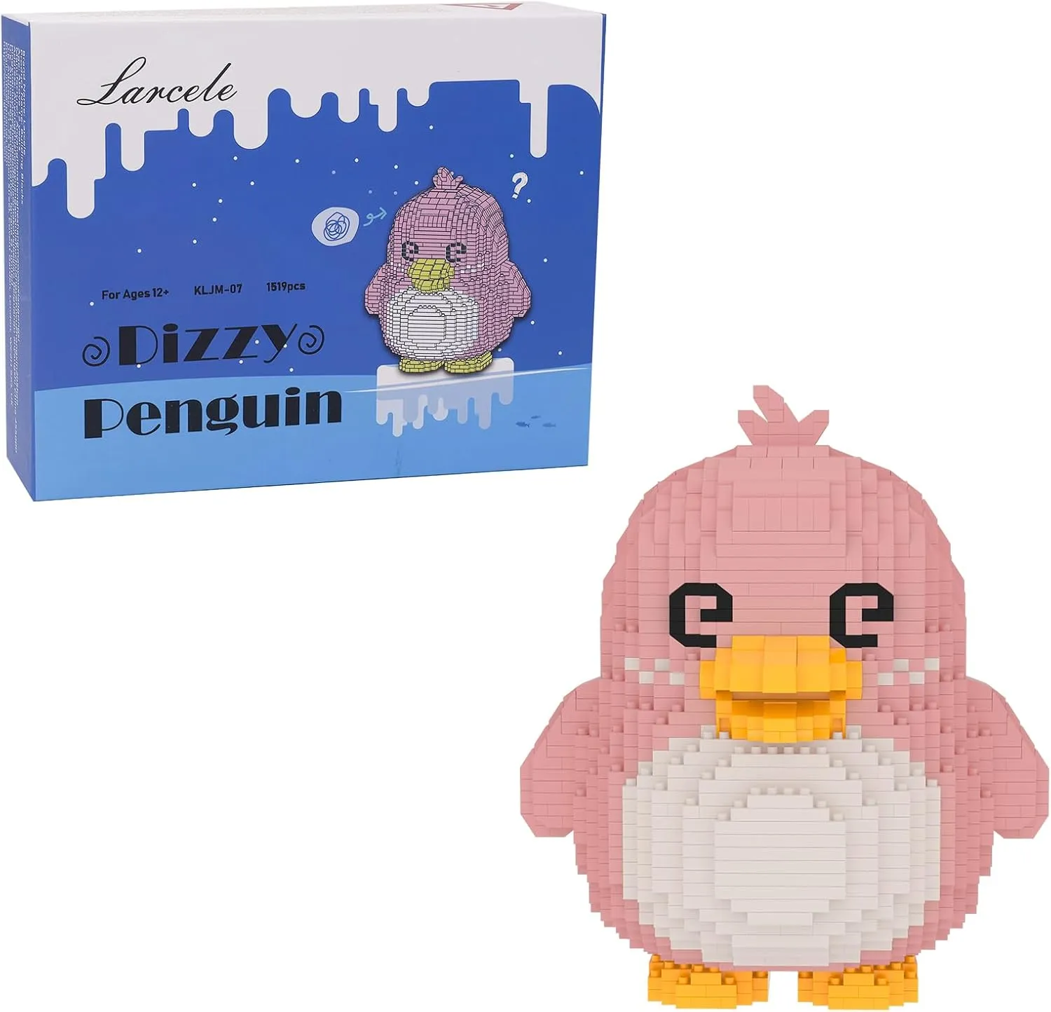 Larcele Micro Building Blocks Animal Set, DIY Mini 3D Building Toy Bricks,1519 Pieces KLJM-07 (Dizzy Penguin)