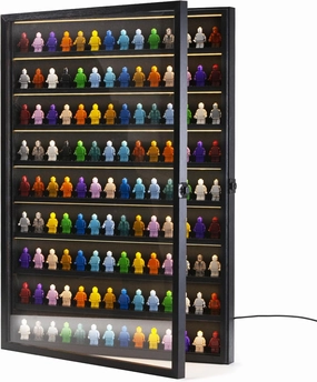 Large 126 Minifigures Miniature Display Case ,LED Building Block Toy Collectibles Display Box , Wall Mount Figure Display Cabinet with Acrylic Protected Clear Lockable Door