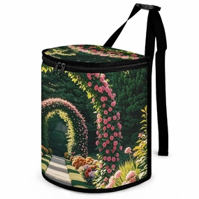 Large Car Trash Can Bag, Ornamental Plant Flower Arch Print Versatile Trash Pouch Stylish Polyester with Leak‑Proof Liner & Zipper – Heavy‑Duty Handle