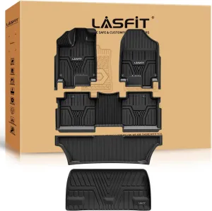 LASFIT Floor Mats & Trunk Mat for Honda Odyssey 2025 2024 2023 2018-2022 Mini Passenger Van, All Weather TPE Car Floor Liners-1st & 2nd & 3rd Row & Cargo Mat Full Set