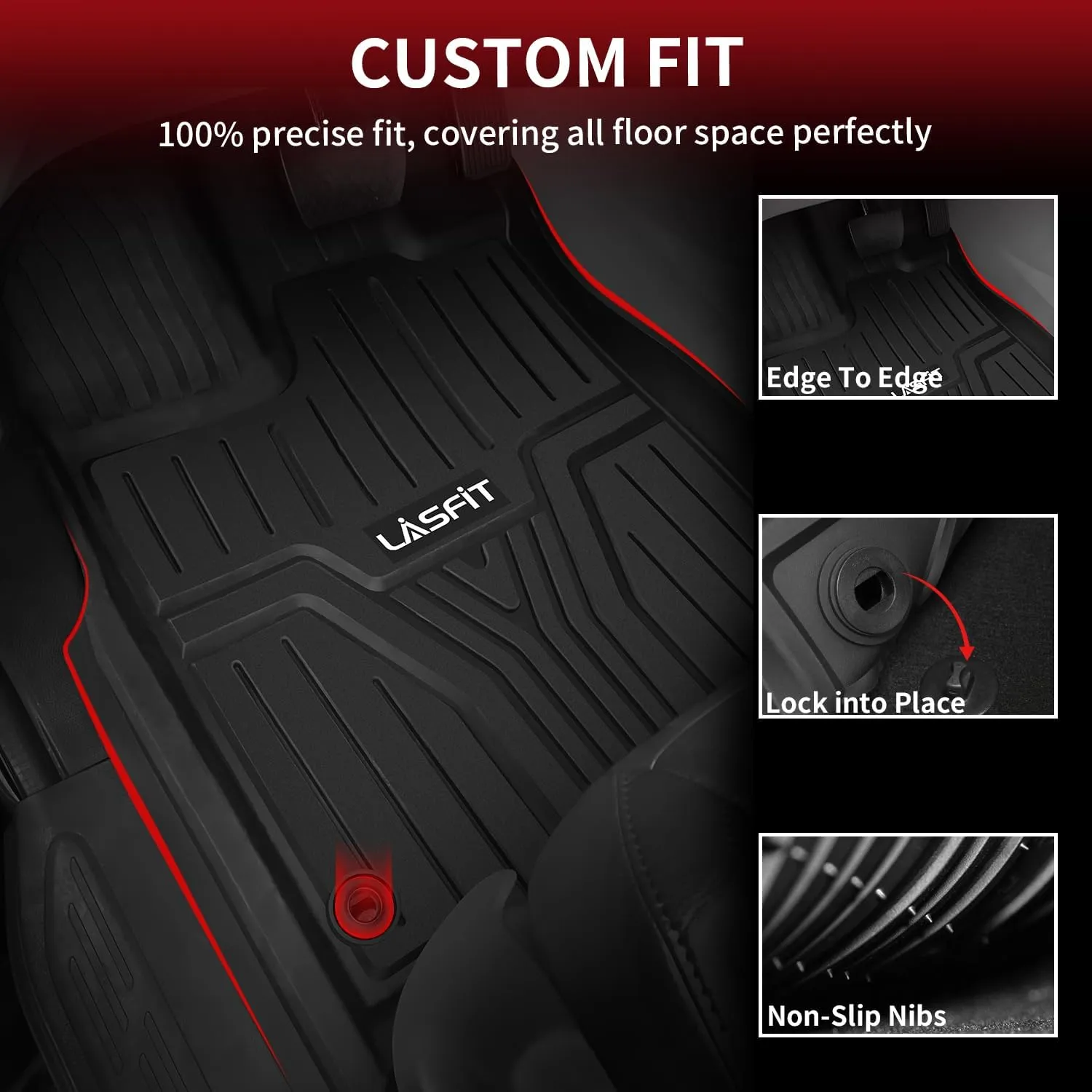 LASFIT Floor Mats & Trunk Mat for Honda Odyssey 2025 2024 2023 2018-2022 Mini Passenger Van, All Weather TPE Car Floor Liners-1st & 2nd & 3rd Row & Cargo Mat Full Set