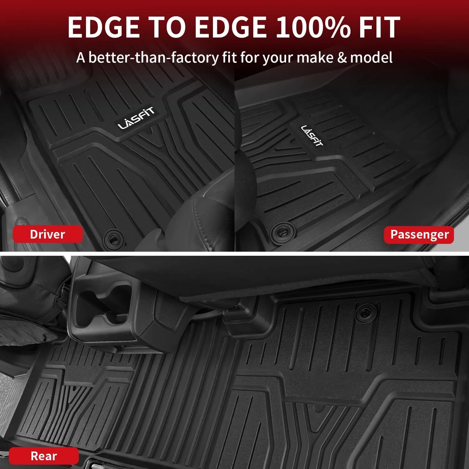 LASFIT Floor Mats & Trunk Mat for Honda Odyssey 2025 2024 2023 2018-2022 Mini Passenger Van, All Weather TPE Car Floor Liners-1st & 2nd & 3rd Row & Cargo Mat Full Set