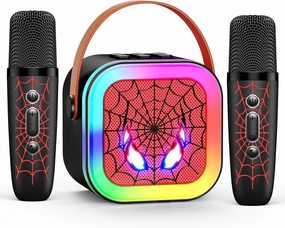 LED Mini Karaoke Machine for Kids: Birthday Gifts for Boys 3 4 5 6 7 8 9 10 Year Old Kid Microphone Toys for Boy Ages 4-8 Portable Bluetooth Speaker with 2 Wireless Mics for Kids Girls Adult