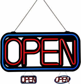 LED Neon Open Sign for Business 24x12In Large Size Blue Frame Red Letters 10 Flashing Modes with FR Wireless Remote Super Bright1