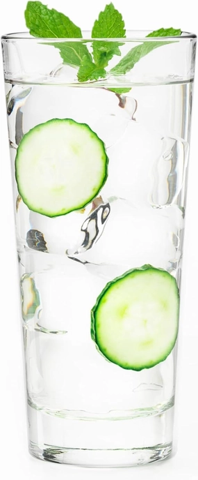 Libbey Endeavor DuraTuff Stackable Drinking Glasses, 16 oz, Clear Drinking Glasses Set of 12, Modern Cooler Glassware Set for Soda, Tea and Beverages