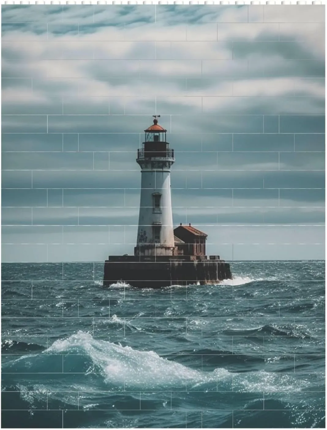 Lighthouse Ocean Building Block Puzzle Personalized Building Bricks for Adults Square Shaped Block Puzzle Building Brick Block Puzzles Valentine's Day Gifts for Home Decor Brick Puzzle