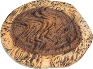 Lipper International Acacia Natural Burl Finish Footed Serving Board for Cheese, Crackers, and Hors D'oeuvres, Small, Asymmetrical 13" to 15" Diameter x 2"