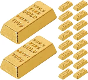 LOGOFUN 100PCS Miniature Gold Bricks Mini Simulation Golden Bar Model Tiny Metal Brick Blocks for DIY Crafts Dollhouse Home Accessories