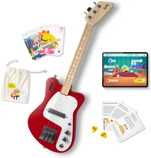 Loog Mini Electric kids Guitar for Beginners built-in Amp Ages 3  Learning App and Lessons Included Red