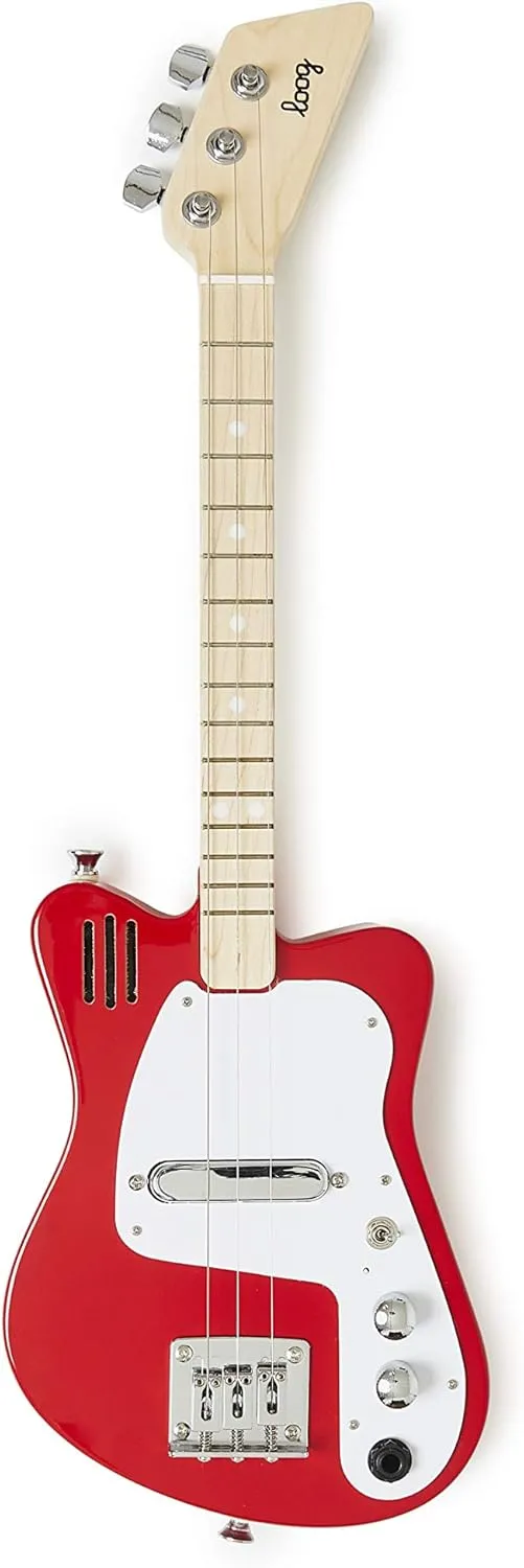 Loog Mini Electric kids Guitar for Beginners built-in Amp Ages 3  Learning App and Lessons Included Red