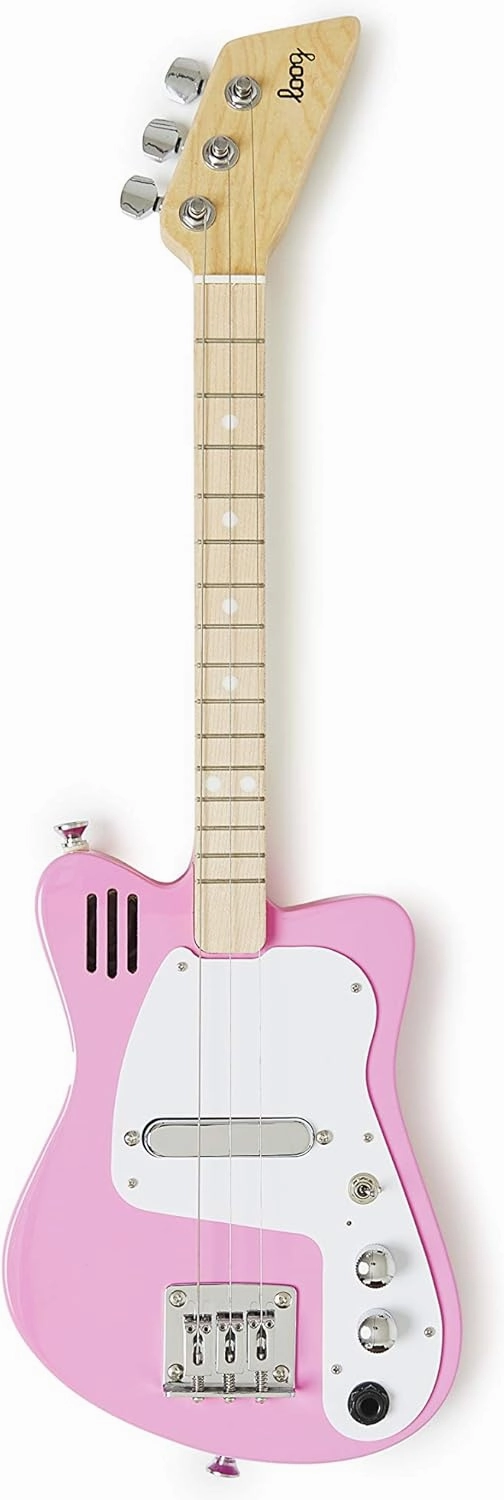 Loog Mini Electric kids Guitar for Beginners built-in Amp Ages 3  Learning App and Lessons Included