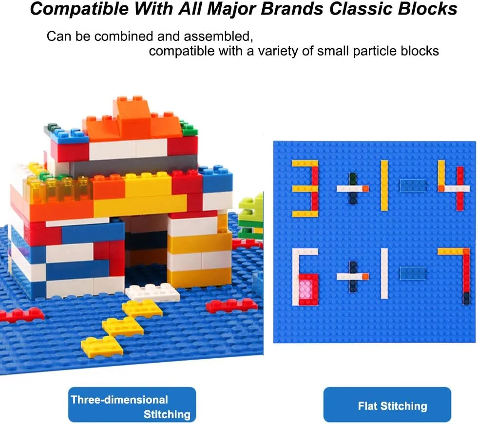 LVHERO Classic Baseplates Building Plates for Building Bricks 100% Compatible with All Major Brands-Baseplate, 10" x 10", Pack of 16 (Blue)