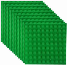 LVHERO Classic Baseplates Building Plates for Building Bricks 100% Compatible with All Major Brands-Baseplate, 10" x 10", Pack of 16 (Green)