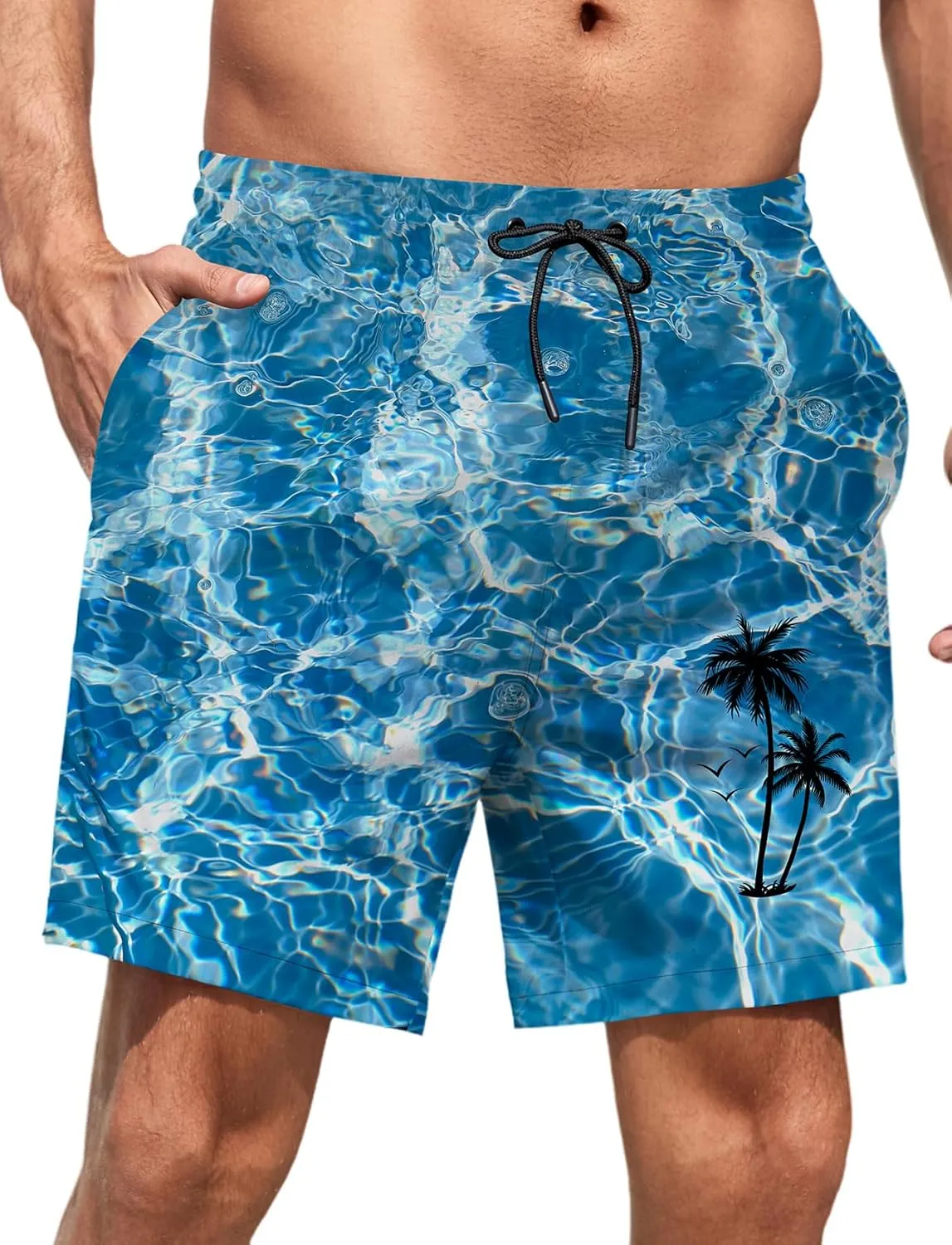 Lzzidou Men Swim Trunks with Mesh Liner 5 Inch Inseam Board Shorts Quick Dry Bathing Suit