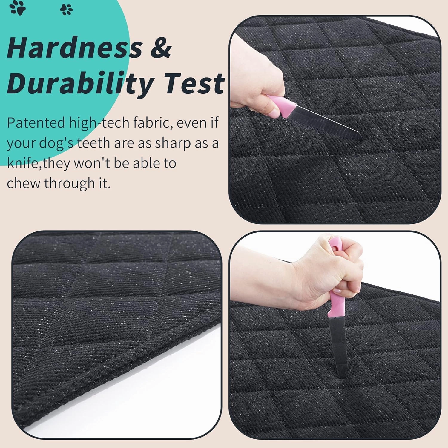 MABOZOO Indestructible Dog Bed, Chew Proof Crate Pad for Aggressive Chewers, Machine Washable Quilted Mat, Durable for Medium Dogs, Black Kennel Pad (28x41 in)