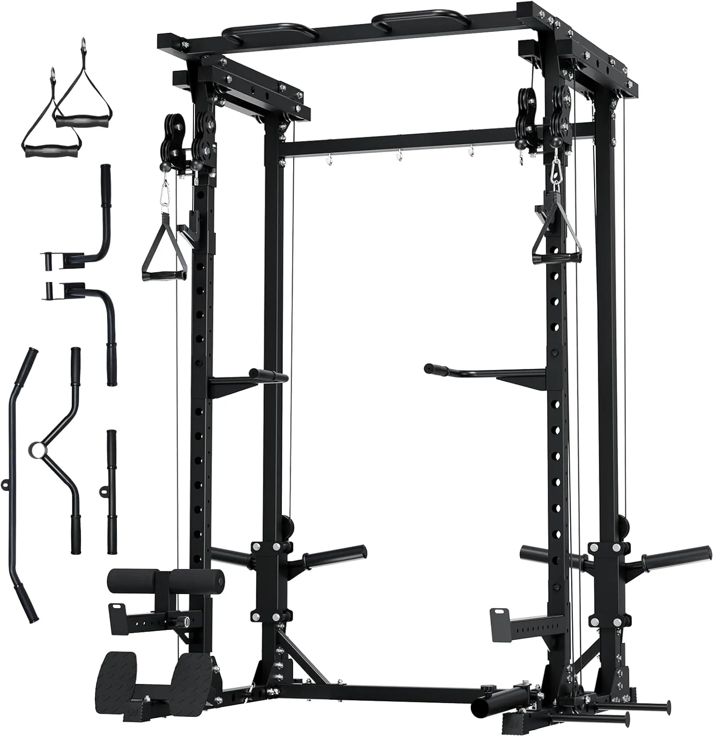 MAJOR FITNESS Drone3 Power Cage - Multi-Function Power Rack for Home Gym, Squat Rack with Pull-up Bar, Cable Crossover System, J-Hooks, for Strength Training, Heavy-Duty Steel Construction