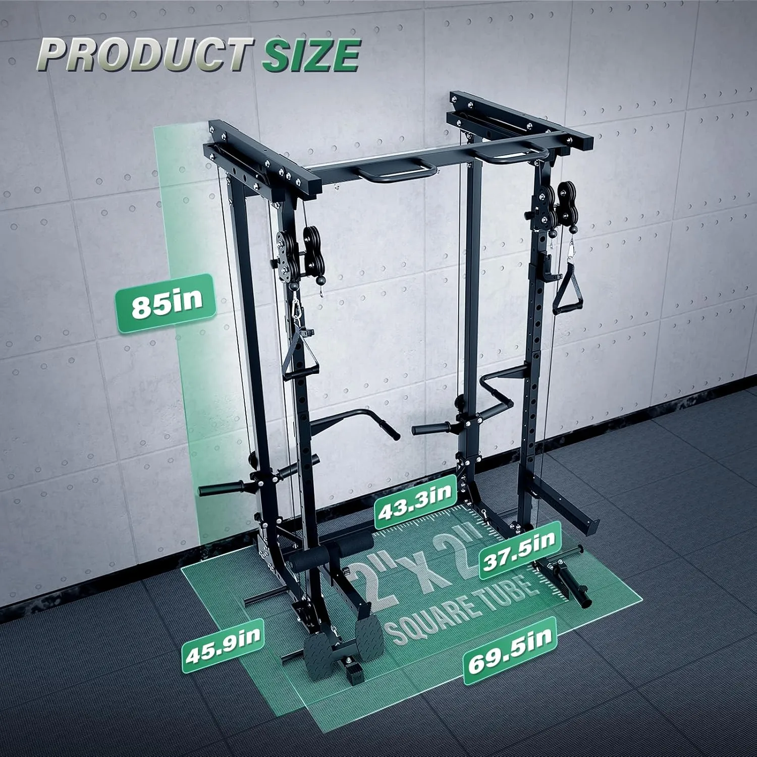 MAJOR FITNESS Drone3 Power Cage - Multi-Function Power Rack for Home Gym, Squat Rack with Pull-up Bar, Cable Crossover System, J-Hooks, for Strength Training, Heavy-Duty Steel Construction