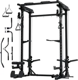 MAJOR FITNESS Drone3 Power Cage - Multi-Function Power Rack for Home Gym, Squat Rack with Pull-up Bar, Cable Crossover System, J-Hooks, for Strength Training, Heavy-Duty Steel Construction