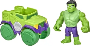 Marvel Spidey and His Amazing Friends Hulk Action Figure and Smash Truck Vehicle, Preschool Toy for Kids Ages 3 and Up