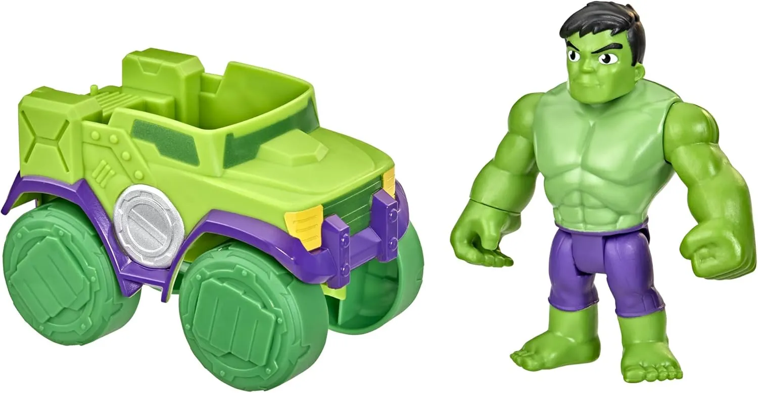 Marvel Spidey and His Amazing Friends Hulk Action Figure and Smash Truck Vehicle, Preschool Toy for Kids Ages 3 and Up