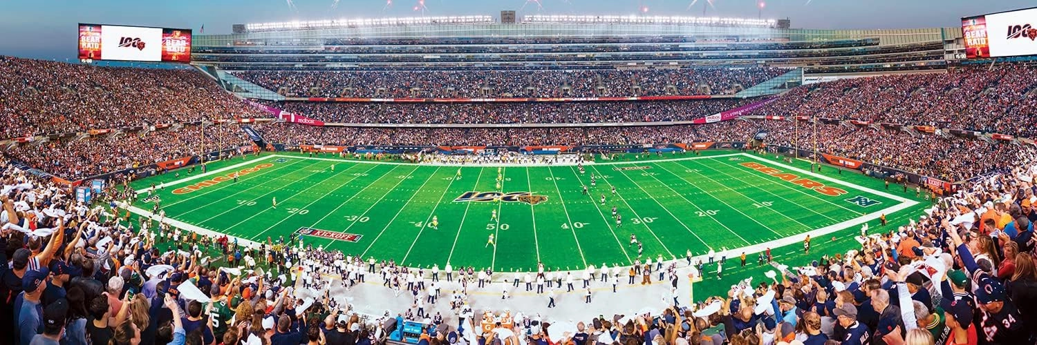 Masterpieces 1000 Piece Sports Jigsaw Puzzle - NFL Endzone & Center View Panoramic - 13"x39"