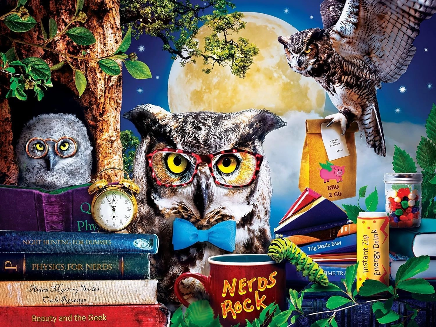 Masterpieces 300 Piece EZ Grip Jigsaw Puzzle - Night Owls Study Group - 18"x24"