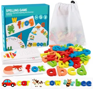 MASTOUR See and Spell Learning Toys,Matching Letter Game Words for Kids,Educational Learning Toys for Preschool Kindergarten 3-7 Year Old Girls Boys (28 Cards 52 Letters)  1