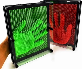 Matty's Toy Stop Deluxe Extra Large (10" x 8") 3D Pin Art Sculpture Toys NEON Red & NEON Green Gift Set Bundle - 2 Pack
