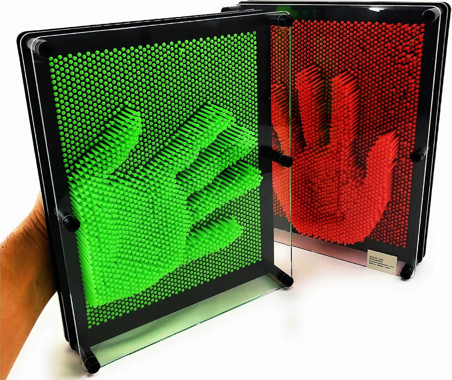 Matty's Toy Stop Deluxe Extra Large (10" x 8") 3D Pin Art Sculpture Toys NEON Red & NEON Green Gift Set Bundle - 2 Pack