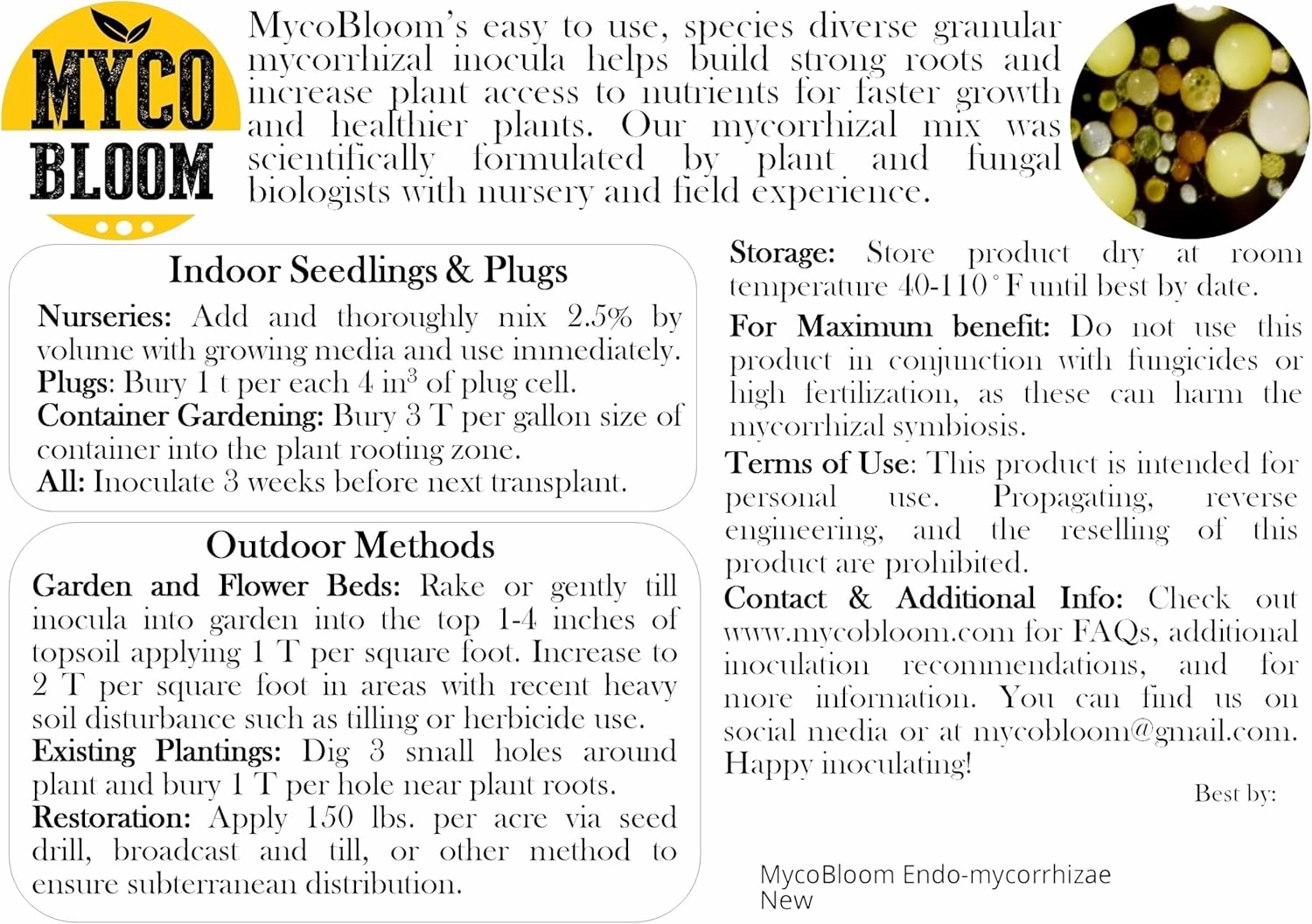 MaxDiversity-Endo-Mycorrhizal Fungi Granular Inoculant for Stronger Roots and Faster Plant Growth (45 lb. / 720 oz. / Up to 3150 Plants)