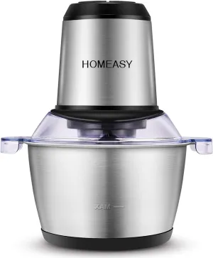 Meat Grinder Electric, Food Processor 2L Stainless Steel Meat Blender Food Chopper for Meat, Vegetables, Fruits and Nuts with 4 Sharp Blades, 350W, 8 Cups