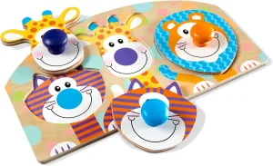 Melissa & Doug First Play Wooden Jumbo Knob Safari Animal Puzzle (3 pcs)