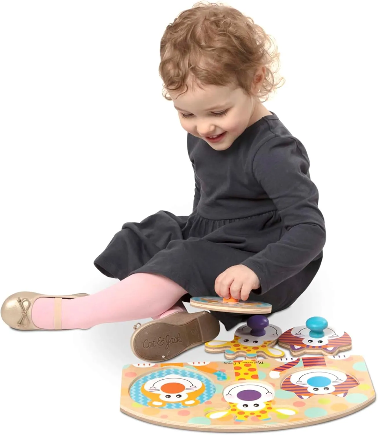Melissa & Doug First Play Wooden Jumbo Knob Safari Animal Puzzle (3 pcs)