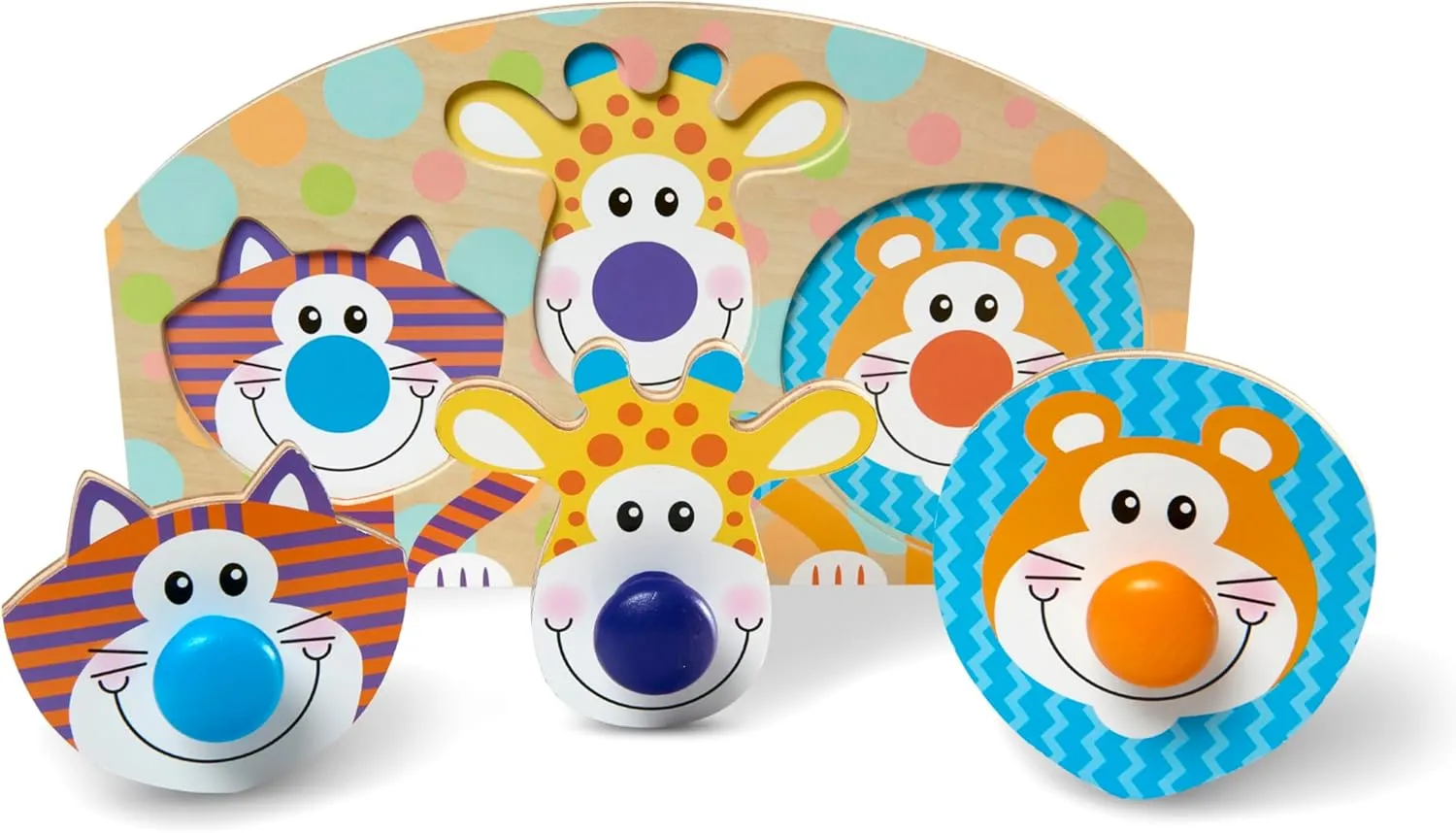 Melissa & Doug First Play Wooden Jumbo Knob Safari Animal Puzzle (3 pcs)