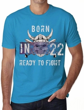 Men's Graphic T-Shirt Born in 22 Ready to Fight 22nd Birthday Anniversary 22 Year Old Gift 2002 Vintage Eco-Friendly Short Sleeve Novelty Tee Aqua S