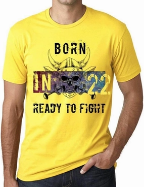 Men's Graphic T-Shirt Born in 22 Ready to Fight 22nd Birthday Anniversary 22 Year Old Gift 2002 Vintage Eco-Friendly Short Sleeve Novelty Tee Lemon M