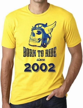 Men's Graphic T-Shirt Born to Ride Since 2002 22nd Birthday Anniversary 22 Year Old Gift 2002 Vintage Eco-Friendly Short Sleeve Novelty Tee Lemon L