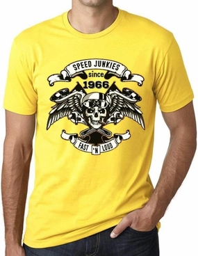 Men's Graphic T-Shirt Fast and Loud Speed Junkies Since 1966 58th Birthday Anniversary 58 Year Old Gift 1966 Vintage Eco-Friendly Short Sleeve Novelty Tee Lemon M