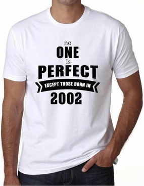 Men's Graphic T-Shirt No One is Perfect Except Those Born in 2002 22nd Birthday Anniversary 22 Year Old Gift 2002 Vintage Eco-Friendly Short Sleeve Novelty Tee White 5XL