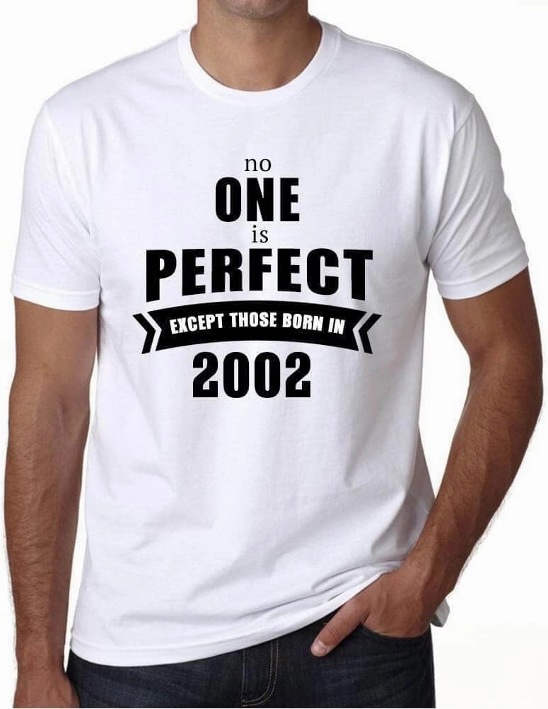 Men's Graphic T-Shirt No One is Perfect Except Those Born in 2002 22nd Birthday Anniversary 22 Year Old Gift 2002 Vintage Eco-Friendly Short Sleeve Novelty Tee White 5XL
