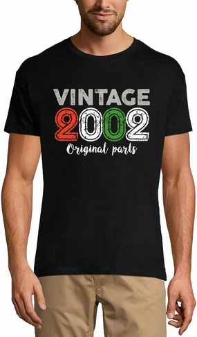 Men's Graphic T-Shirt Original Parts 2002 22nd Birthday Anniversary 22 Year Old Gift 2002 Vintage Eco-Friendly