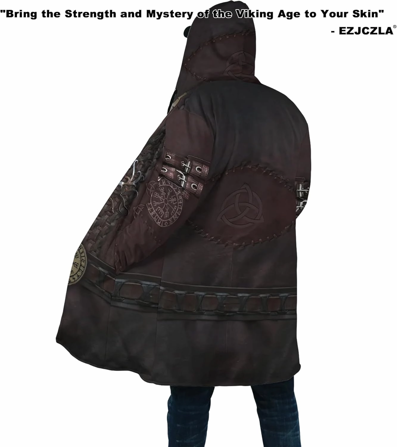 Men's Medieval Armor Winter Coat Park Viking Retro 3D Printed Long Sleeve Cloak Novelty Jacket Role Play Coatumes Poncho