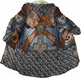 Men's Medieval Armor Winter Coat Park Viking Retro 3D Printed Long Sleeve Cloak Novelty Jacket Role Play Coatumes Poncho
