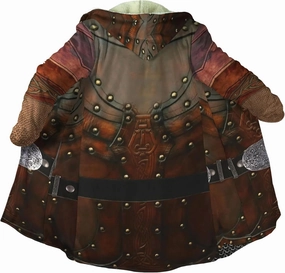 Men's Medieval Armor Winter Coat Park Viking Retro 3D Printed Long Sleeve Cloak Novelty Jacket Role Play Coatumes Poncho