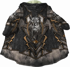 Men's Medieval Armor Winter Coat Park Viking Retro 3D Printed Long Sleeve Cloak Novelty Jacket Role Play Coatumes Poncho
