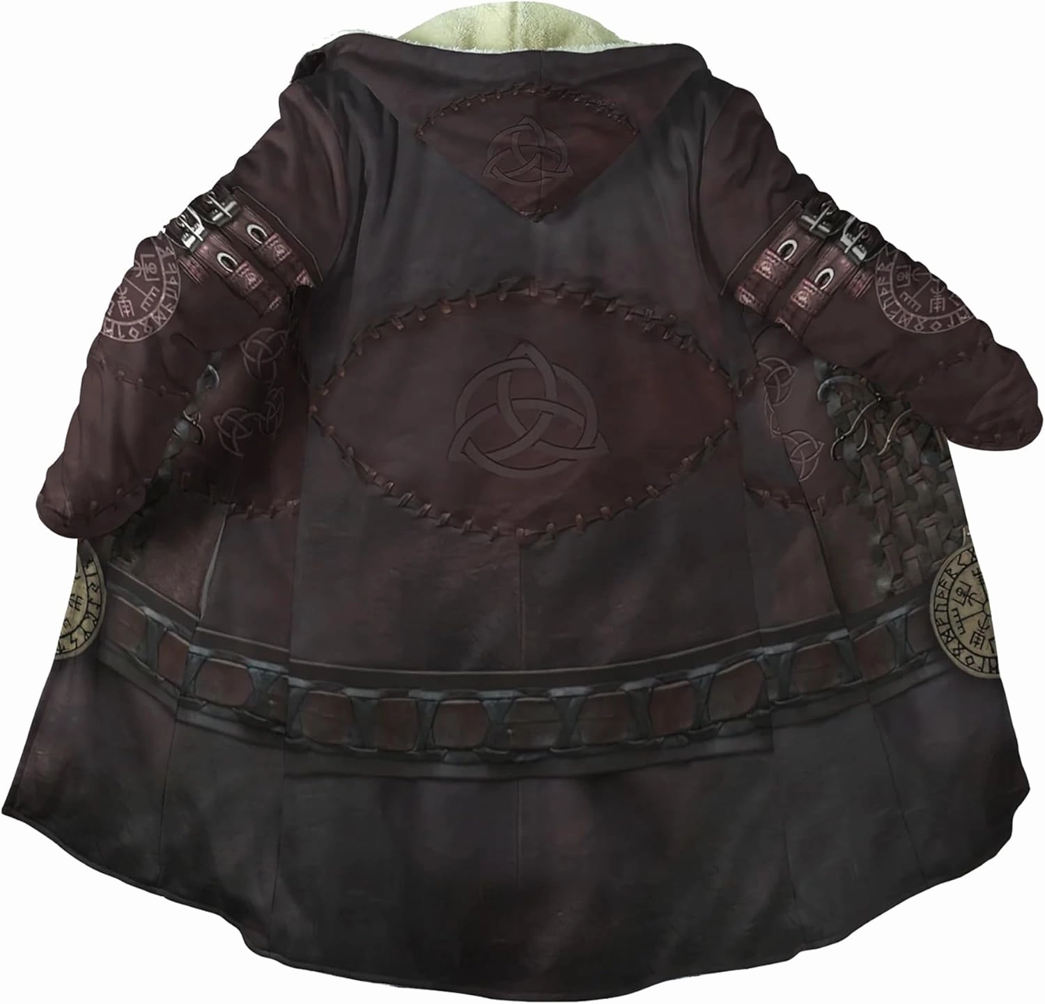 Men's Medieval Armor Winter Coat Park Viking Retro 3D Printed Long Sleeve Cloak Novelty Jacket Role Play Coatumes Poncho