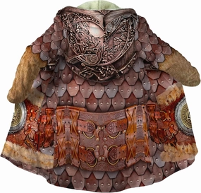 Men's Medieval Armor Winter Coat Park Viking Retro 3D Printed Long Sleeve Cloak Novelty Jacket Role Play Coatumes Poncho