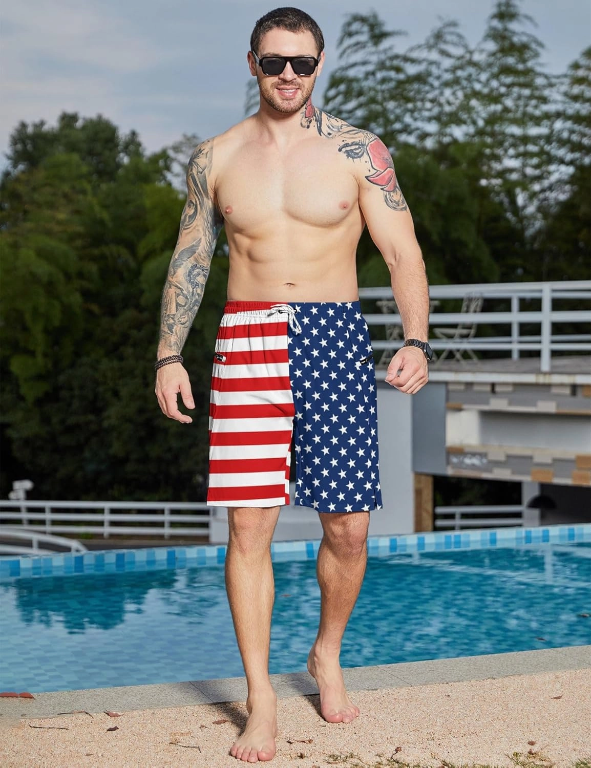 Men's Swim Trunks with Compression Liner Swim Shorts Board Shorts 9 Inch Quick Dry Bathing Suit with Zipper Pockets