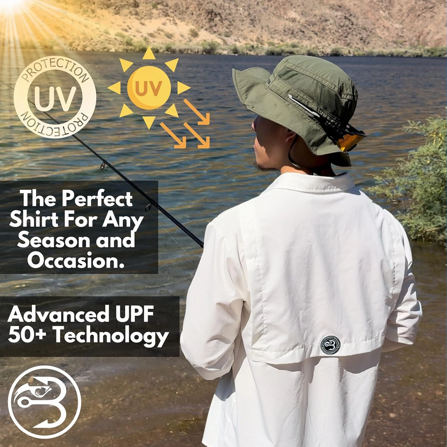 Men's UV UPF 50  Sun Protection Long Sleeve Shirt, Fishing Shirts for Men, Poncho Shirts for Men, Button Up Shirts for Men